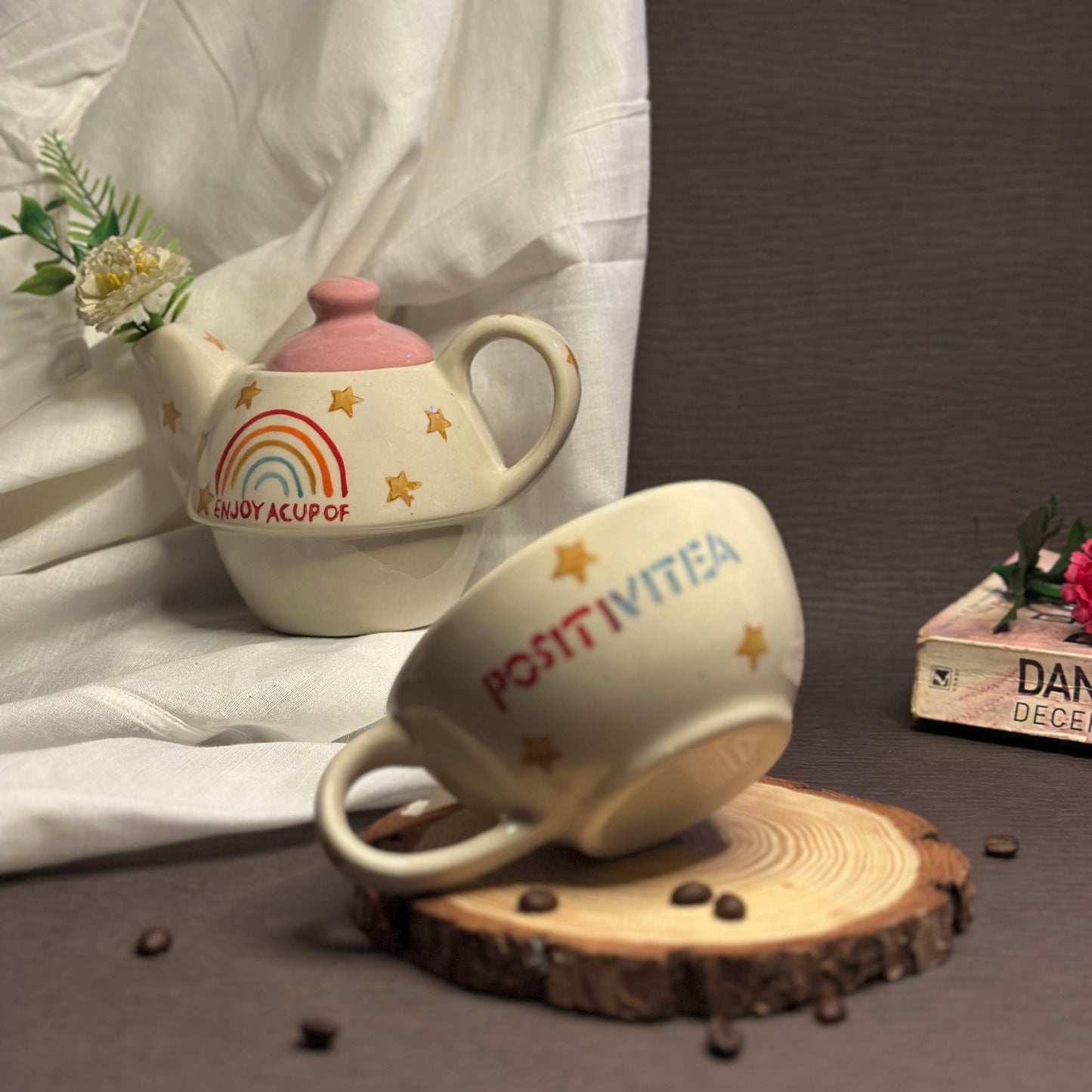 Rainbow PositiviTEA Ceramic Tea Pot